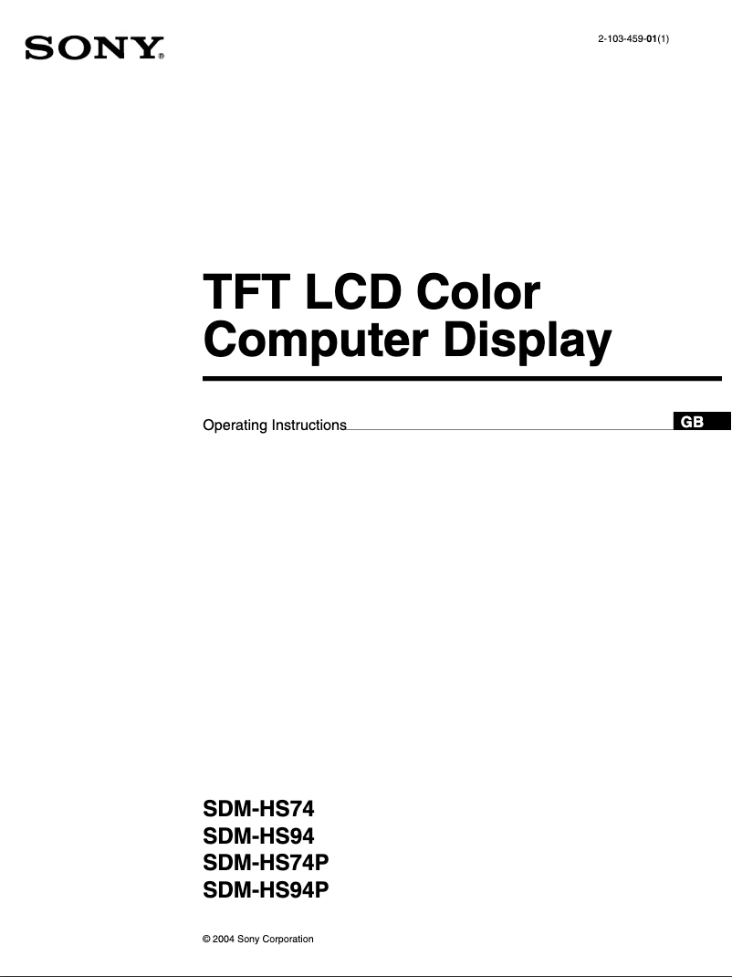 Page 1 de la notice Manuel utilisateur Sony SDM-HS94P