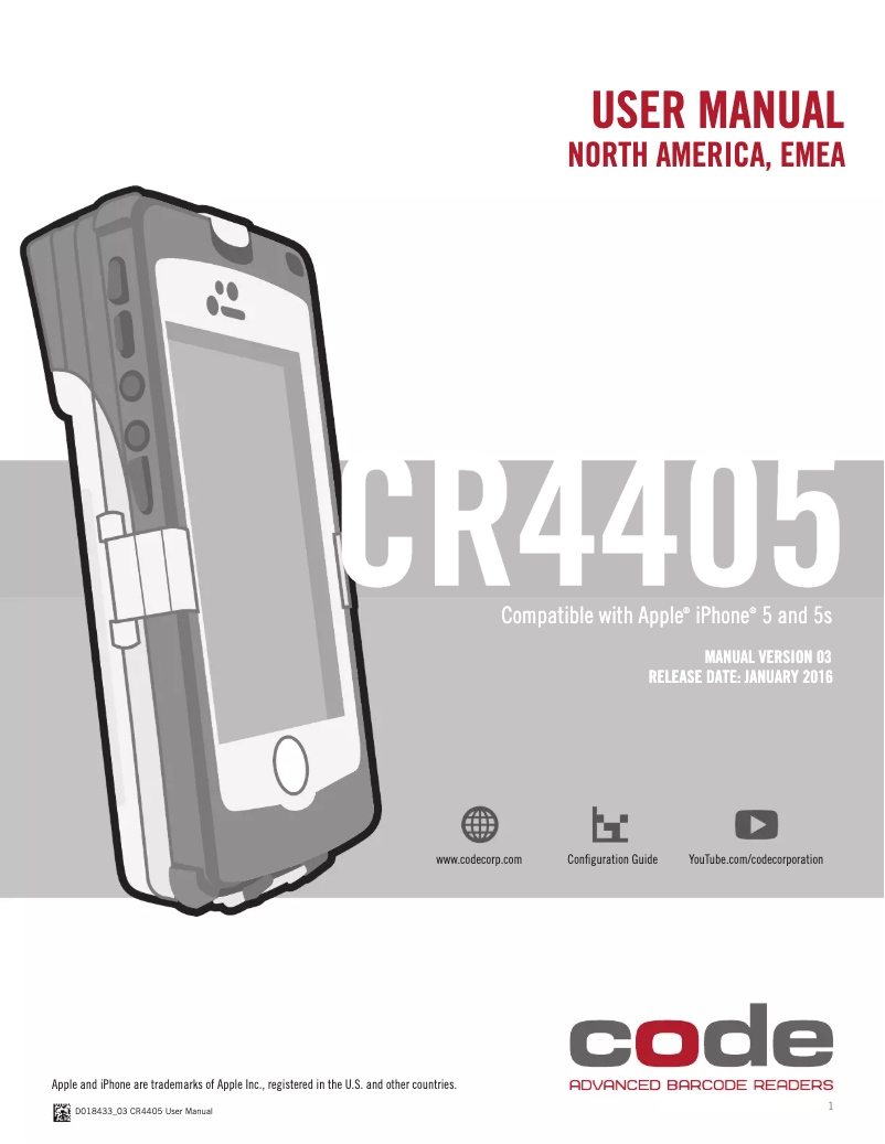 Page 1 de la notice Manuel utilisateur Code CR4405