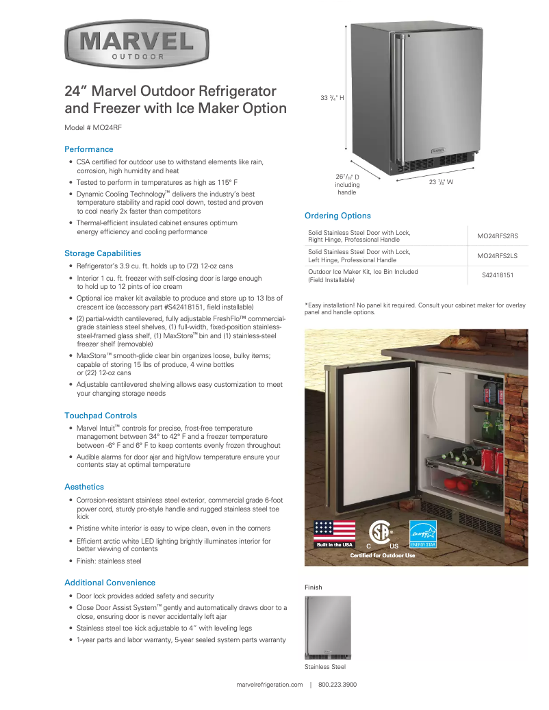 Page 1 de la notice Manuel utilisateur Marvel Outdoor MO24RF2R