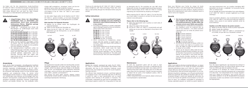 Page 1 de la notice Manuel utilisateur Beyerdynamic DT 1350 CC