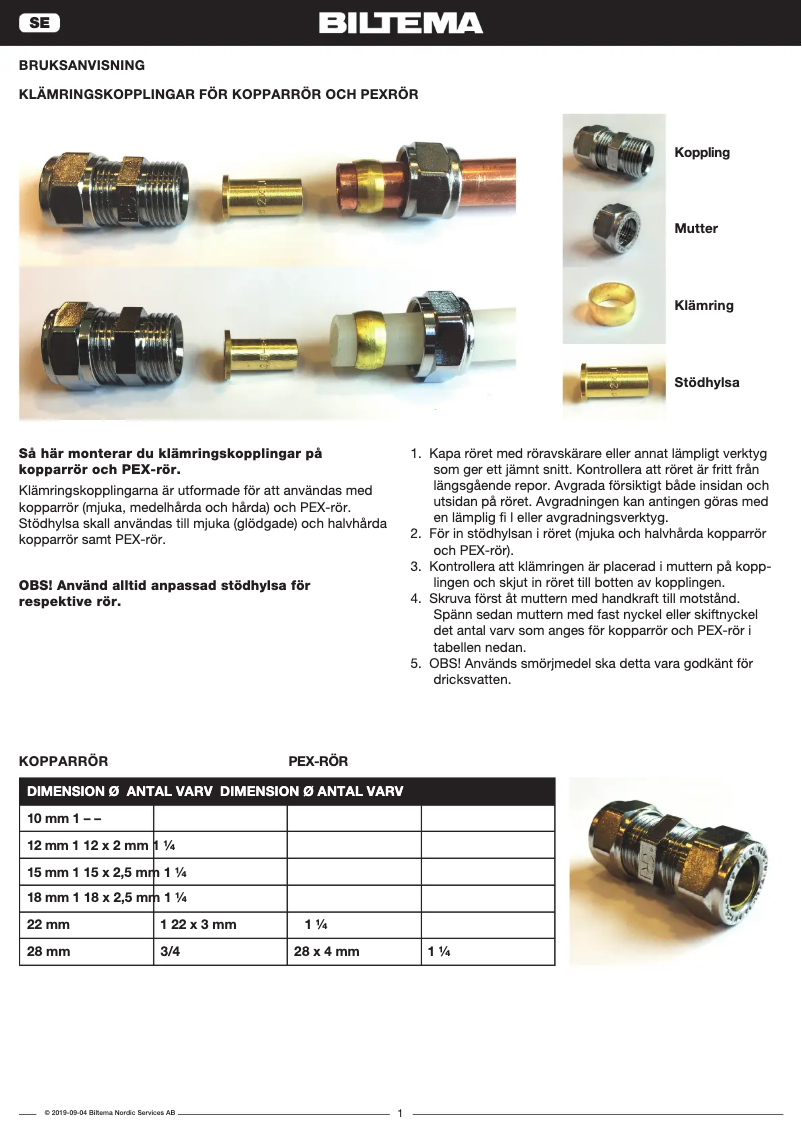 Page 1 de la notice Manuel utilisateur Biltema 86-6027