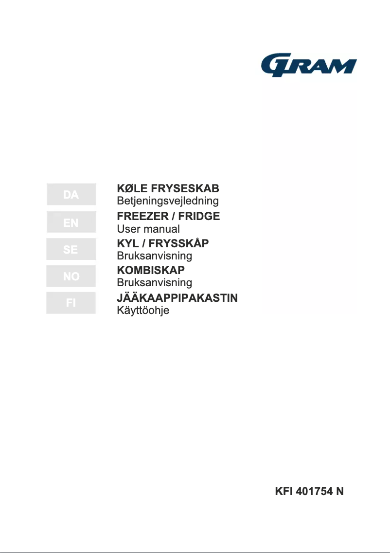 Page 1 de la notice Manuel utilisateur Gram KFI 401754 N