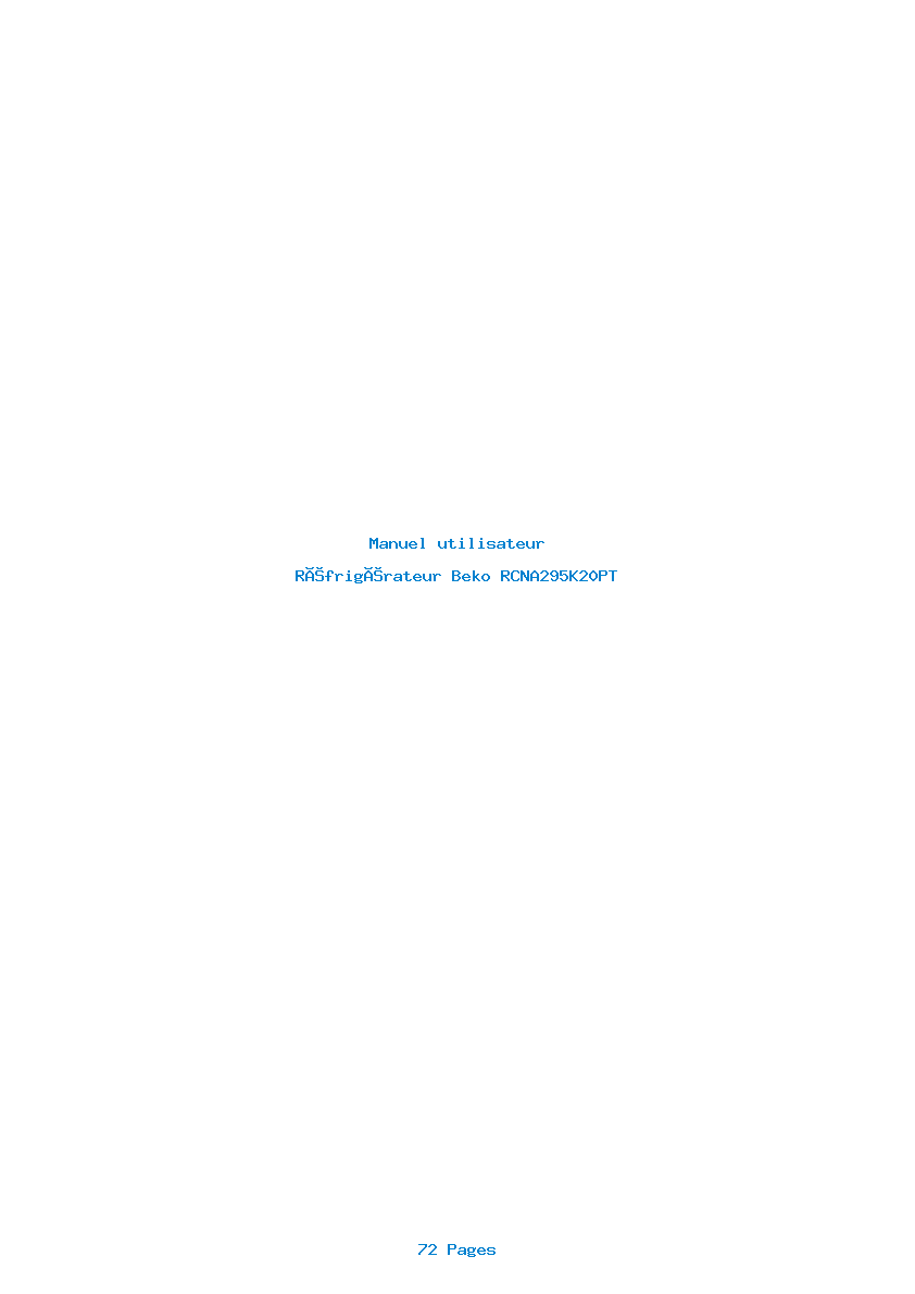 Page 1 de la notice Manuel utilisateur Beko RCNA295K20PT