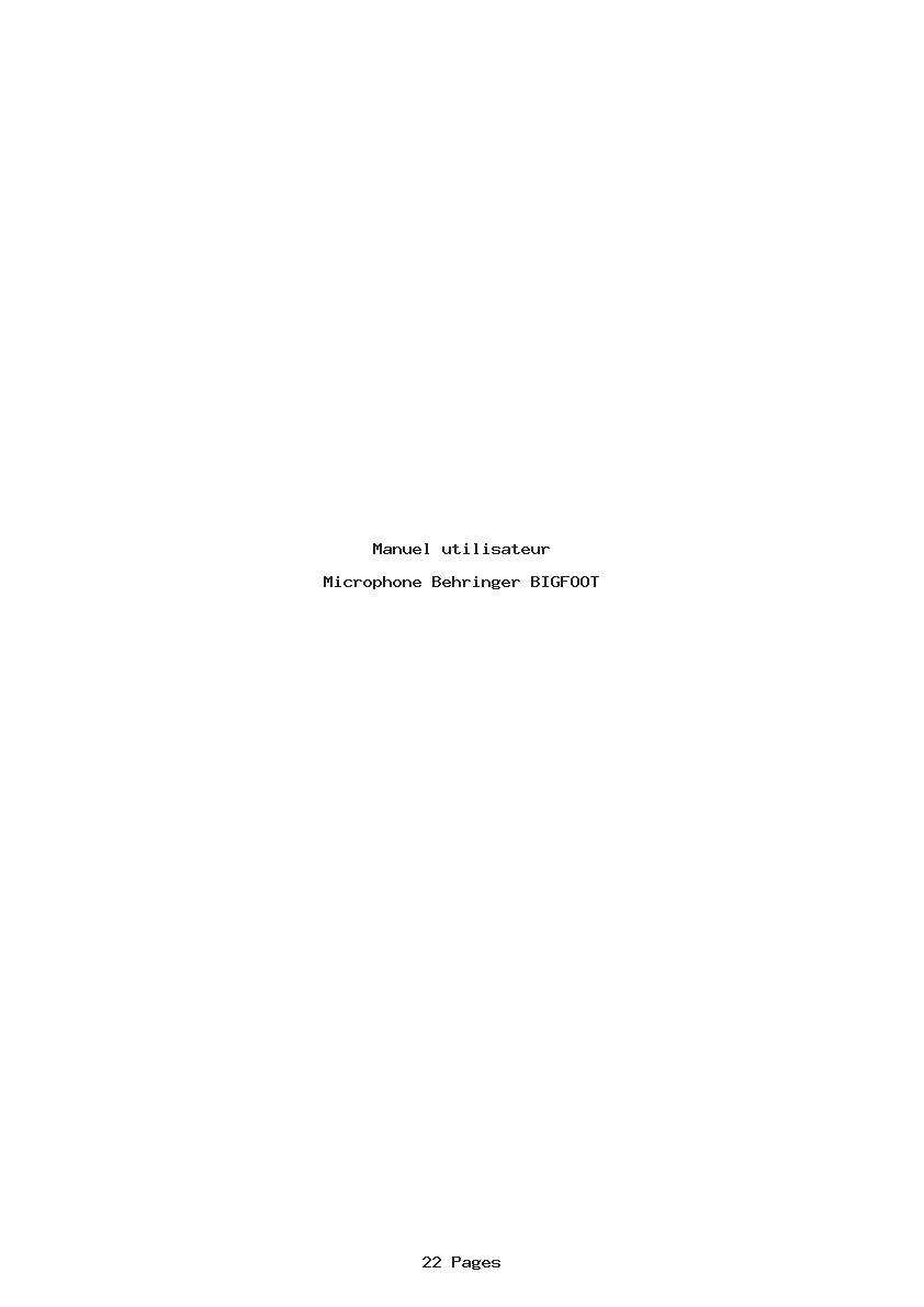 Page 1 de la notice Manuel utilisateur Behringer BIGFOOT