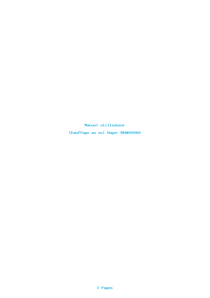 Page 1 de la notice Manuel utilisateur Hager BKW600060