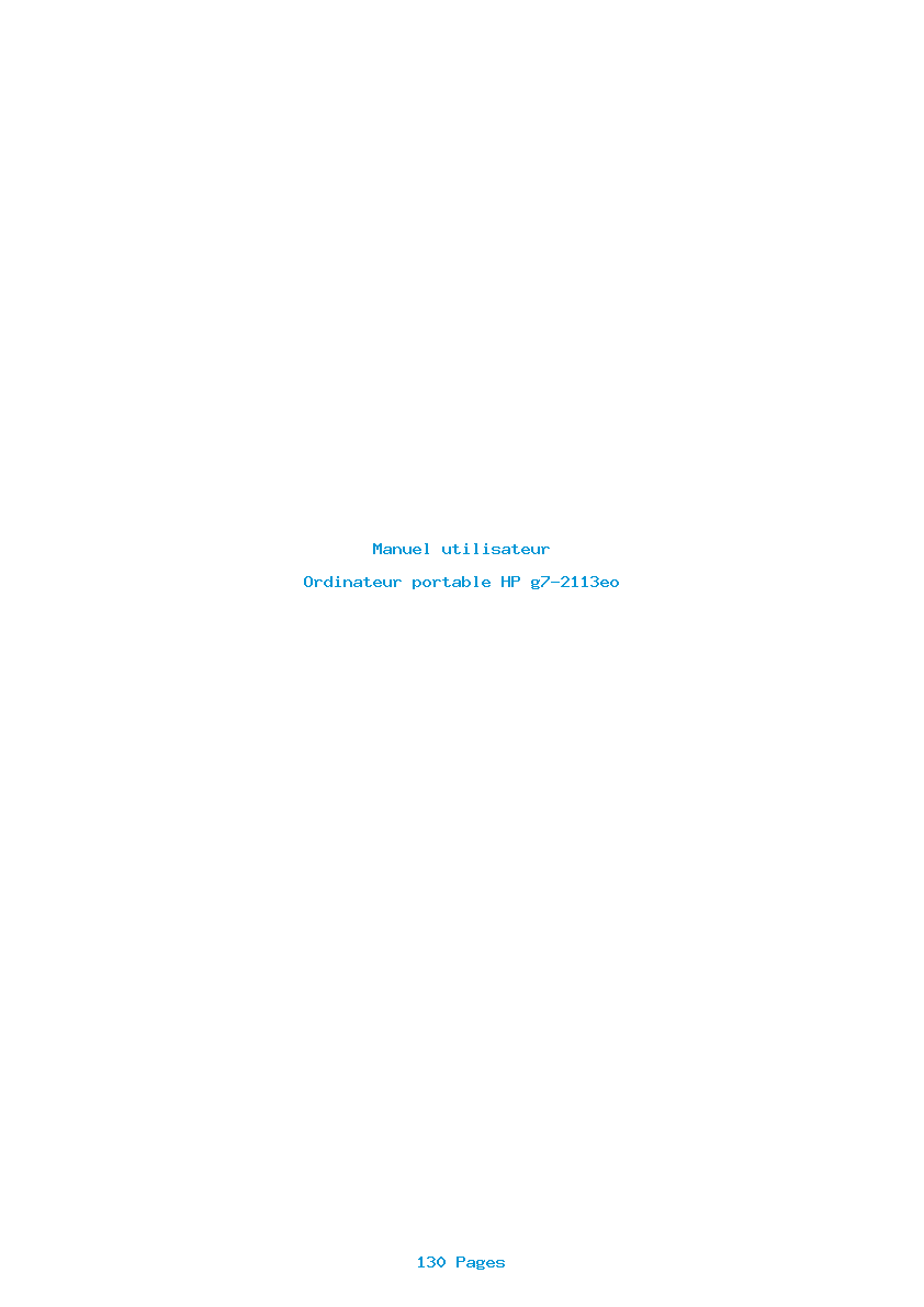 Page 1 de la notice Manuel utilisateur HP g7-2113eo