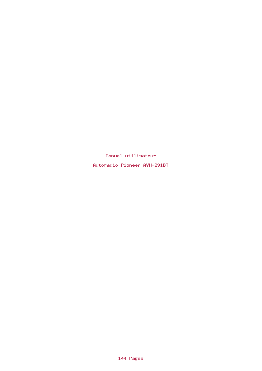Page 1 de la notice Manuel utilisateur Pioneer AVH-291BT