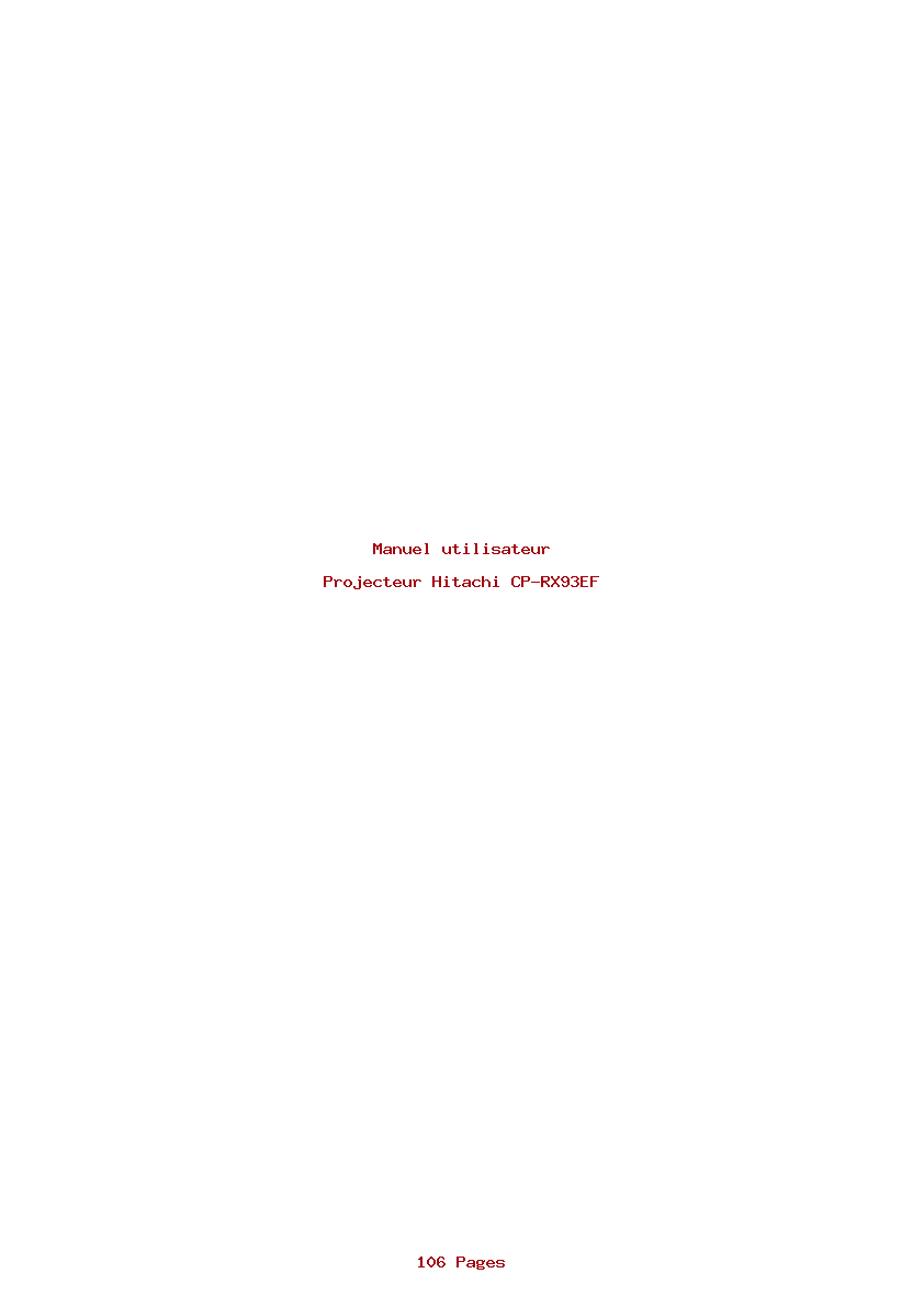 Page 1 de la notice Manuel utilisateur Hitachi CP-RX93EF