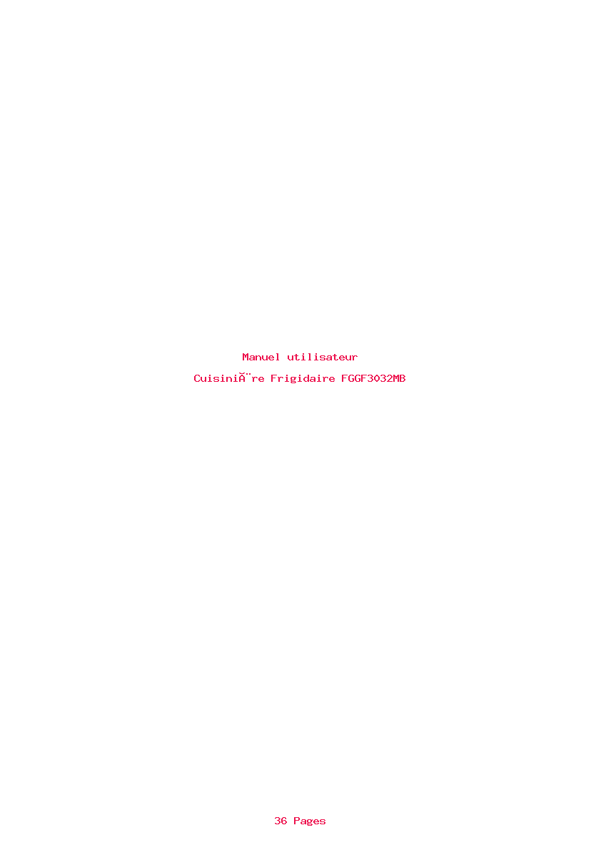 Page 1 de la notice Manuel utilisateur Frigidaire FGGF3032MB