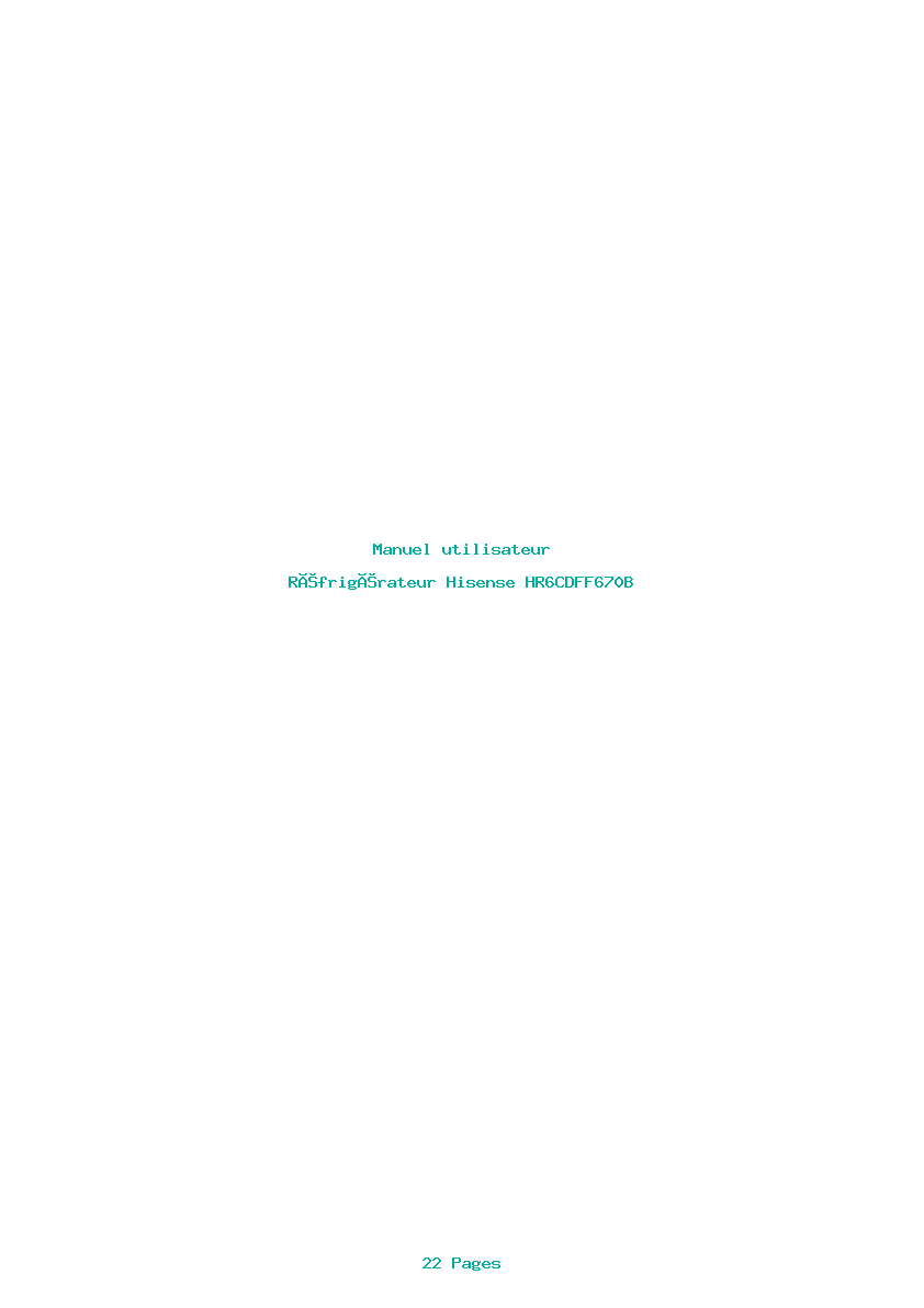 Page 1 de la notice Manuel utilisateur Hisense HR6CDFF670B