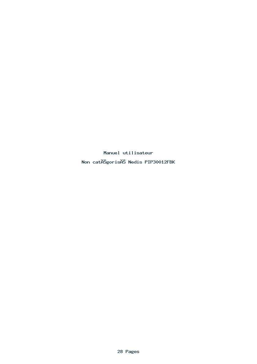 Page 1 de la notice Manuel utilisateur Nedis PIP30012FBK