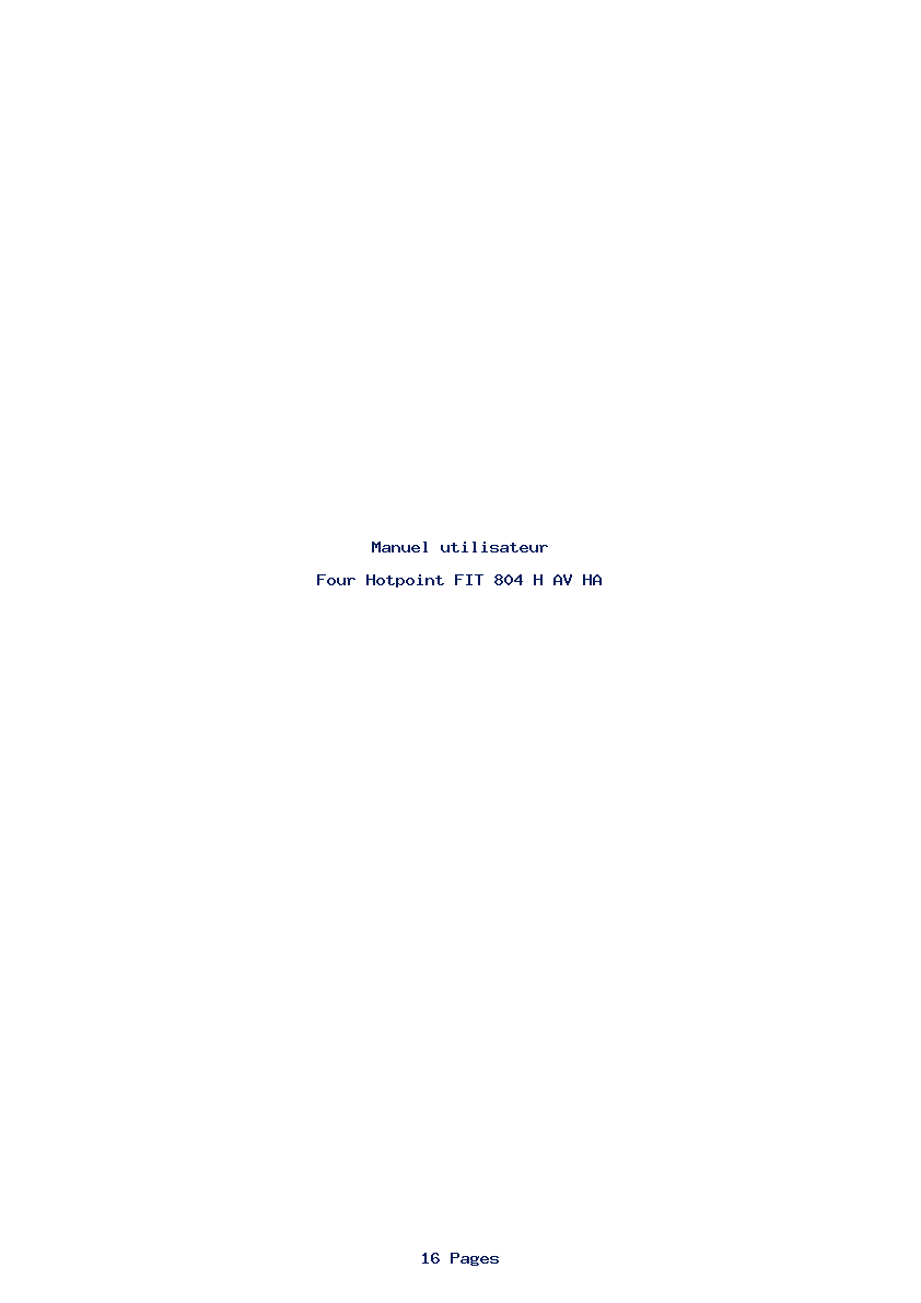 Page 1 de la notice Manuel utilisateur Hotpoint FIT 804 H AV HA