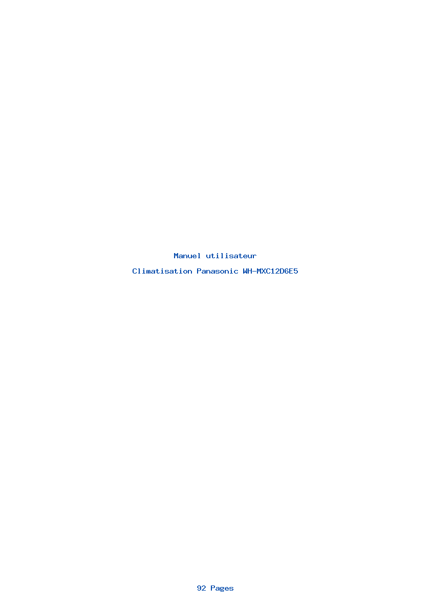 Page 1 de la notice Manuel utilisateur Panasonic WH-MXC12D6E5