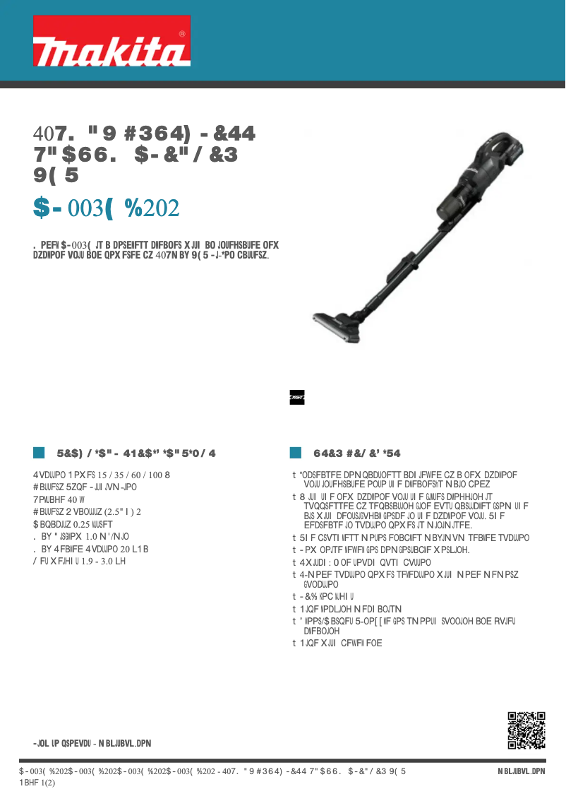 Page 1 de la notice Fiche technique Makita CL003G