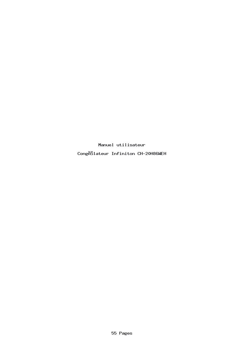 Page 1 de la notice Manuel utilisateur Infiniton CH-20H86WEH