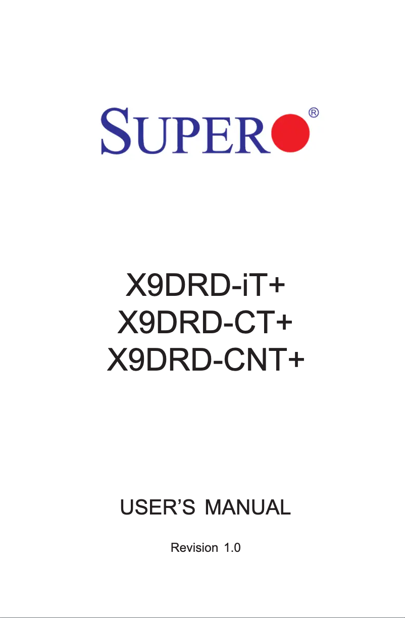 Page 1 de la notice Manuel utilisateur Supermicro X9DRD-CT+