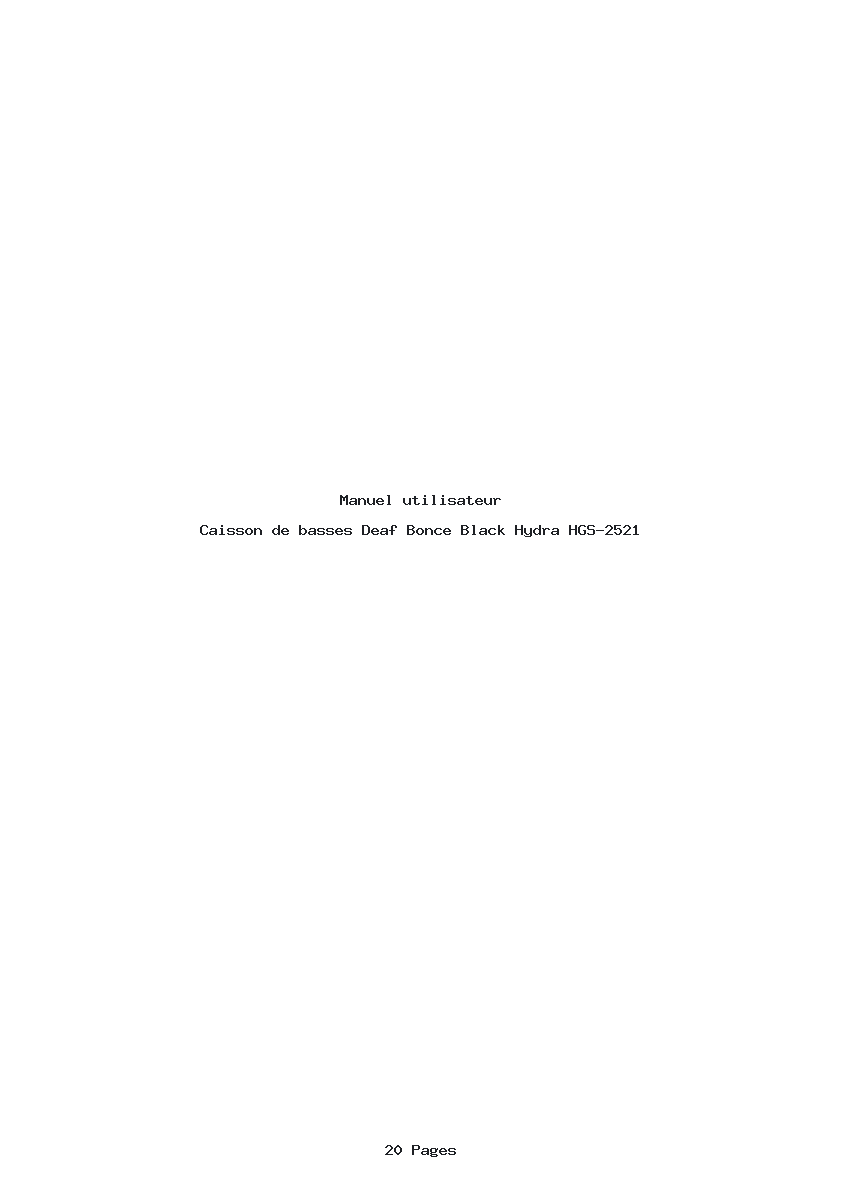 Page 1 de la notice Manuel utilisateur Deaf Bonce Black Hydra HGS-2521