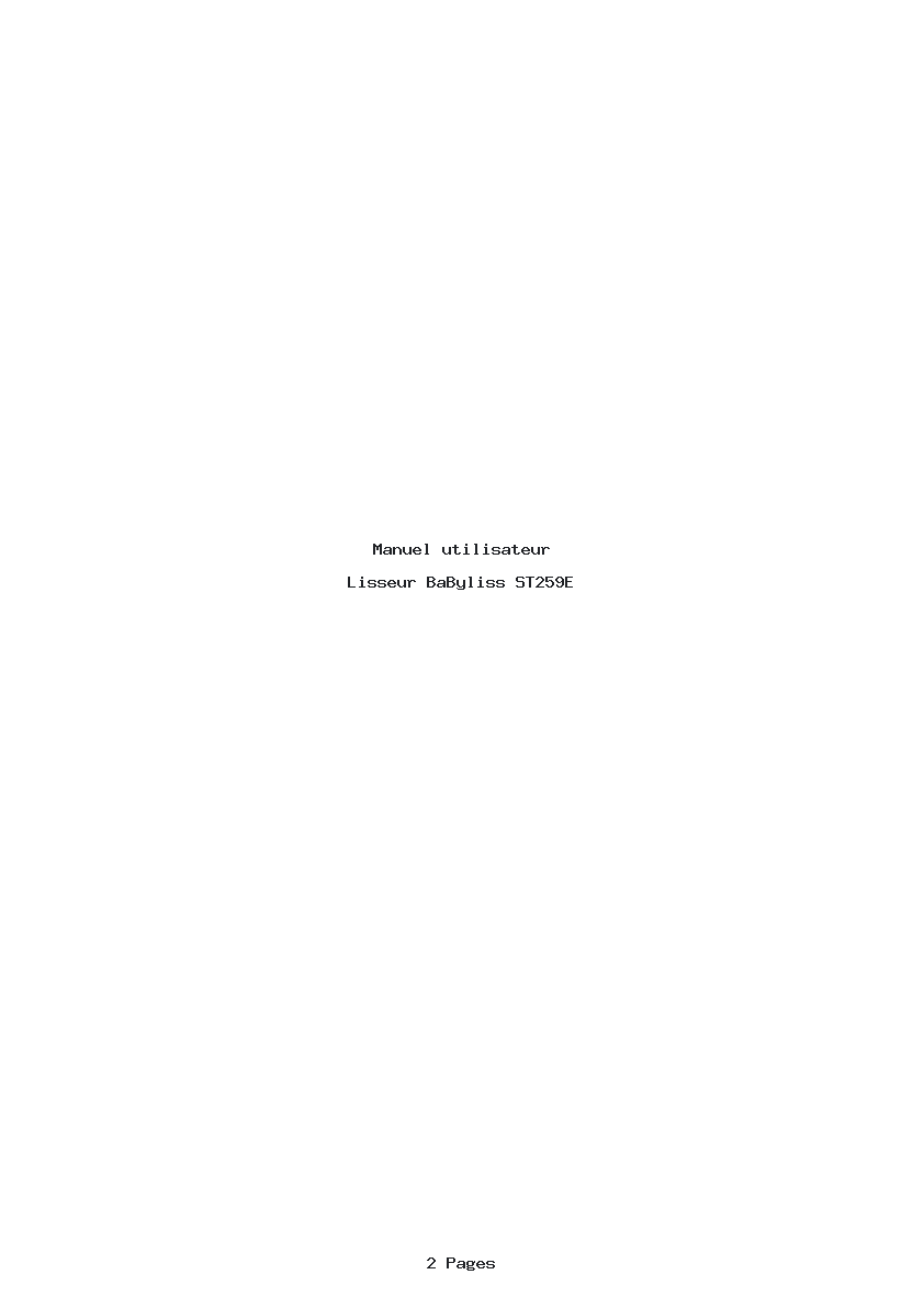Page 1 de la notice Manuel utilisateur BaByliss ST259E