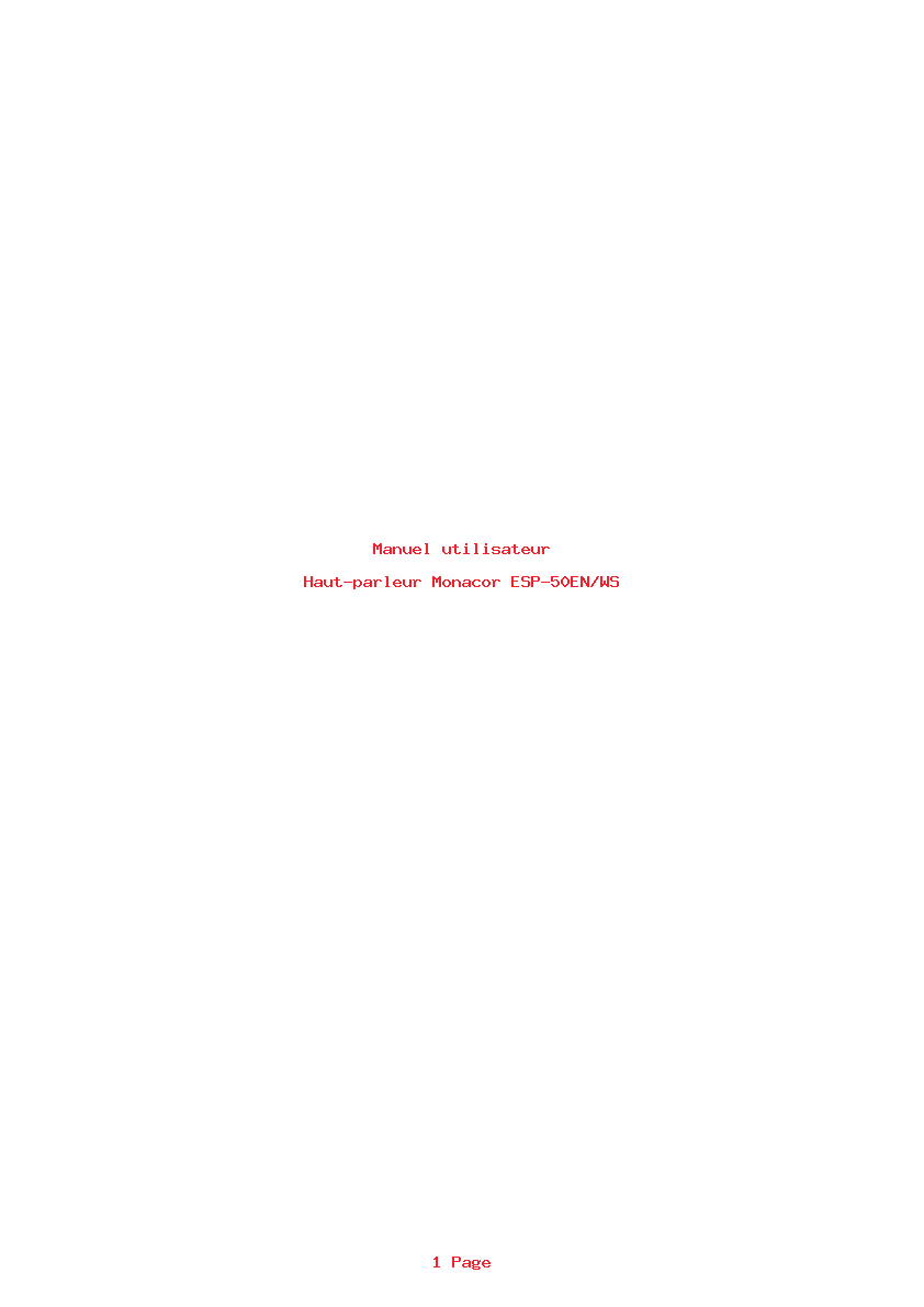 Page 1 de la notice Manuel utilisateur Monacor ESP-50EN/WS