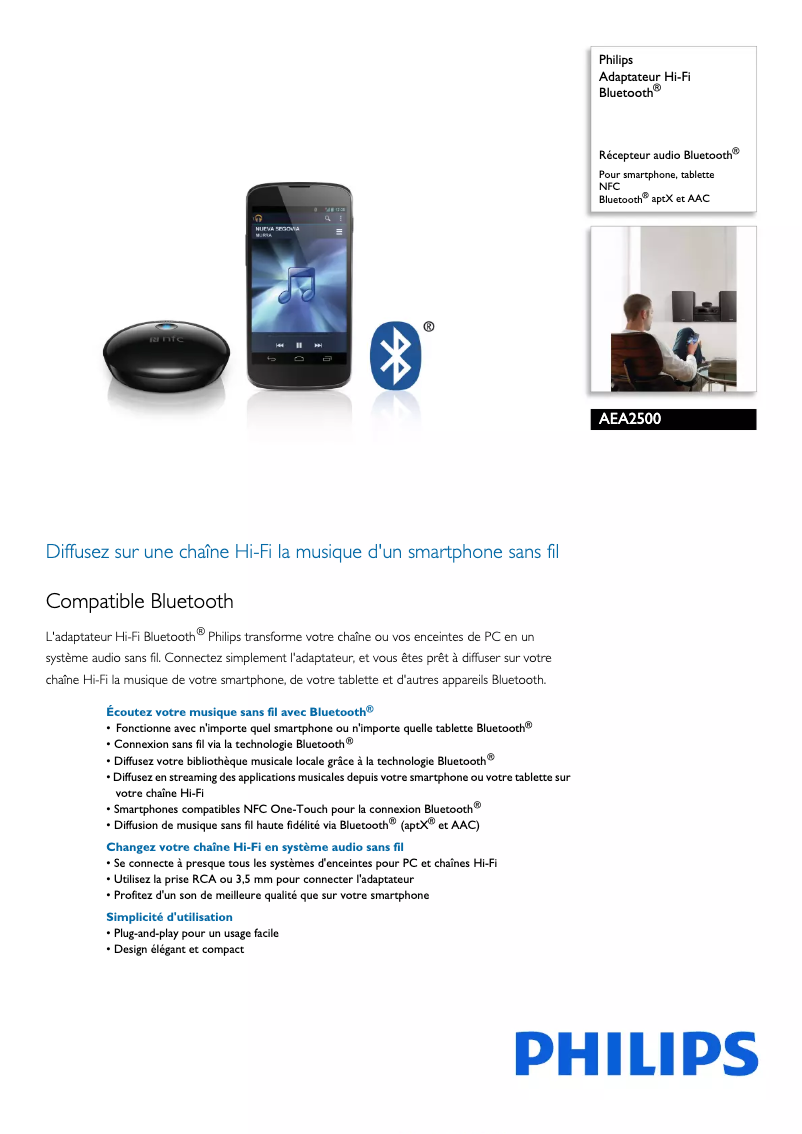 Página 1 del manual Ficha técnica Philips AEA2500