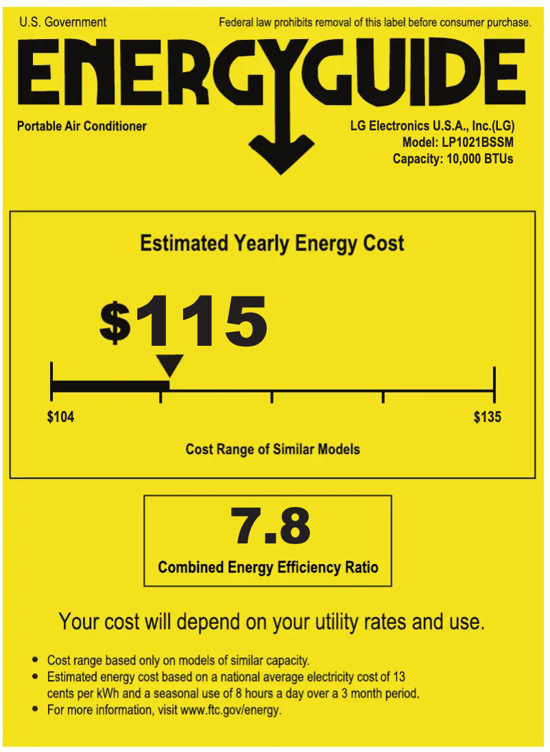 Página 1 del manual Etiqueta energética LG LP1021BSSM