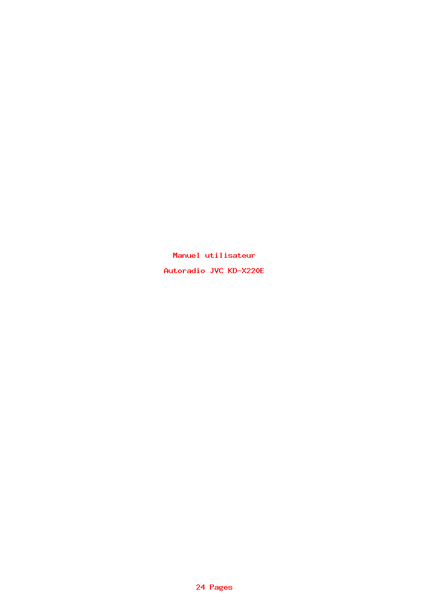 Page 1 de la notice Manuel utilisateur JVC KD-X220E