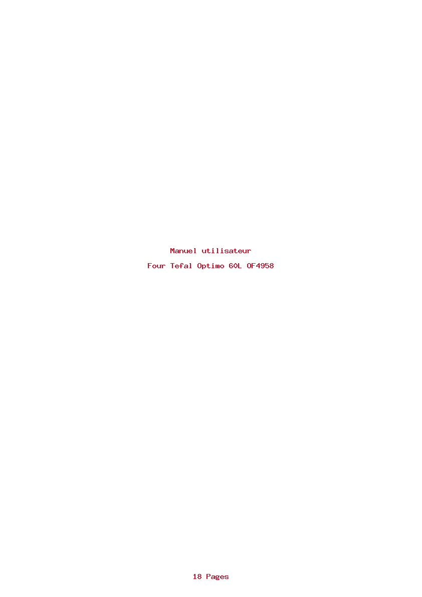 Page 1 de la notice Manuel utilisateur Tefal Optimo 60L OF4958