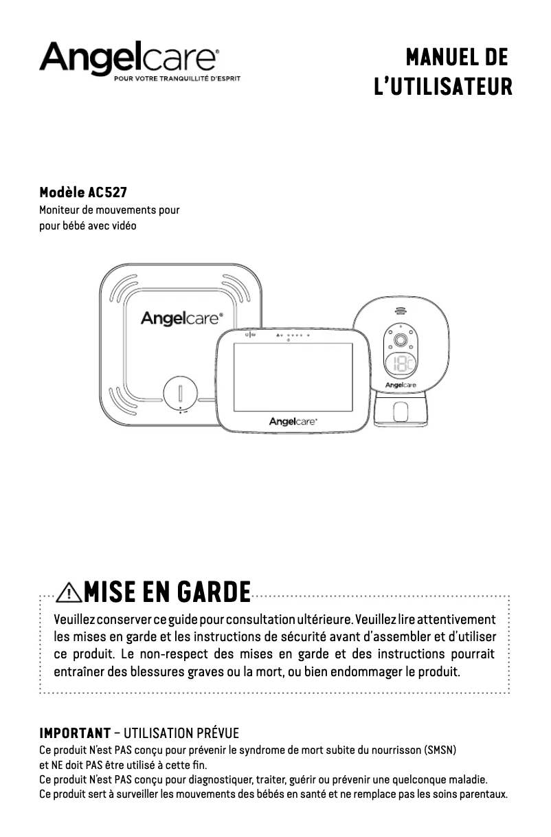 Page 1 de la notice Manuel utilisateur Angelcare AC507