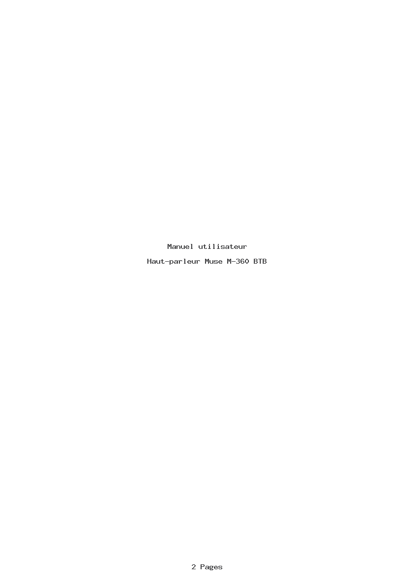 Page 1 de la notice Manuel utilisateur Muse M-360 BTB