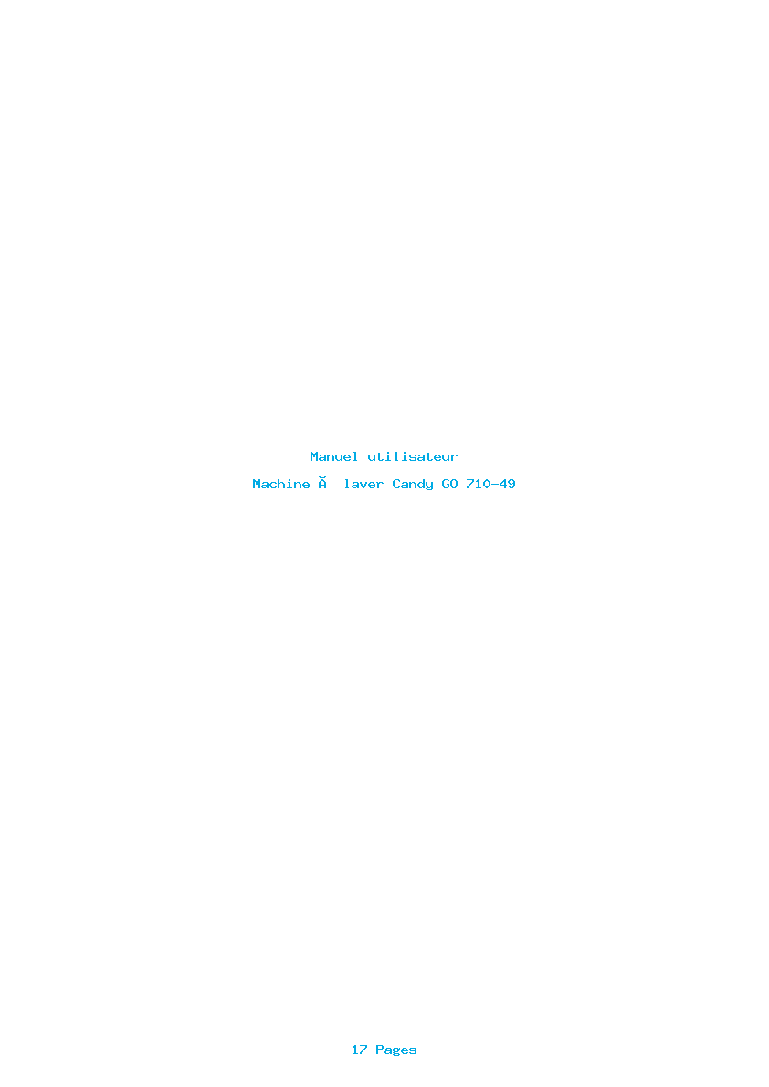 Page 1 de la notice Manuel utilisateur Candy GO 710-49