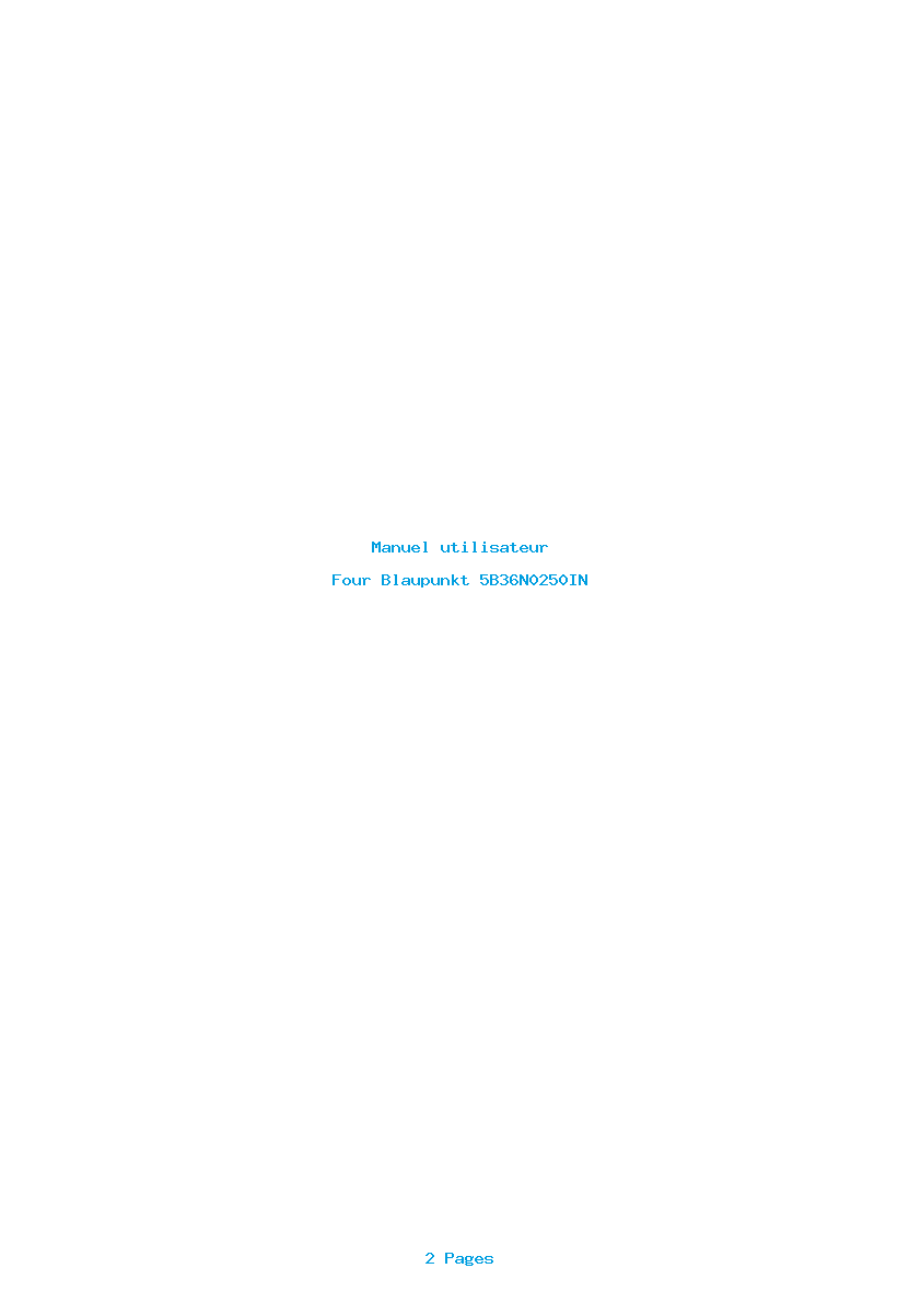 Page 1 de la notice Manuel utilisateur Blaupunkt 5B36N0250IN