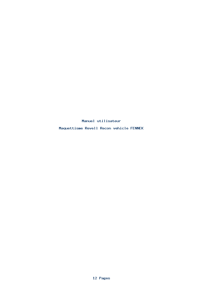 Page 1 de la notice Manuel utilisateur Revell Recon vehicle FENNEK