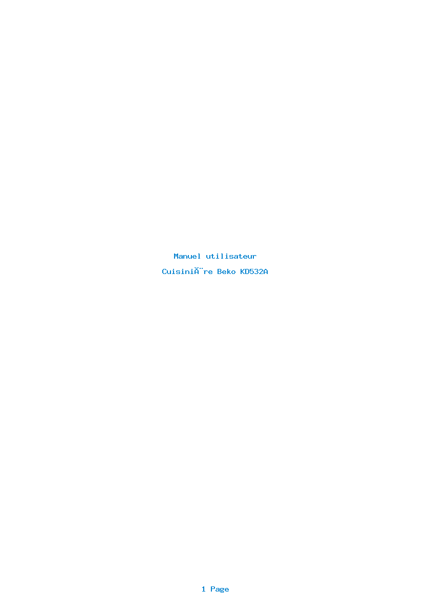 Page 1 de la notice Manuel utilisateur Beko KD532A