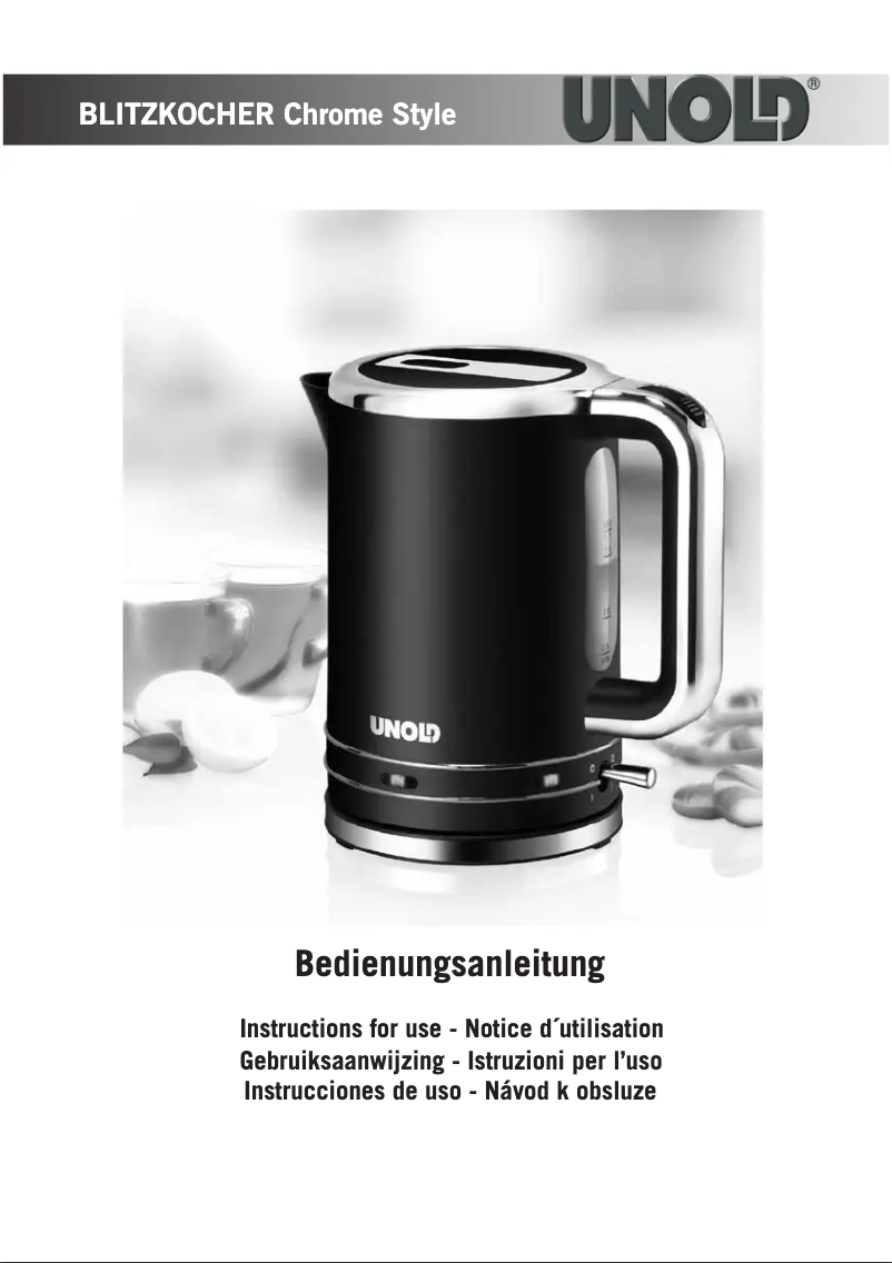 Page 1 de la notice Manuel utilisateur Unold 18505 Blitzkocher Chrome Style