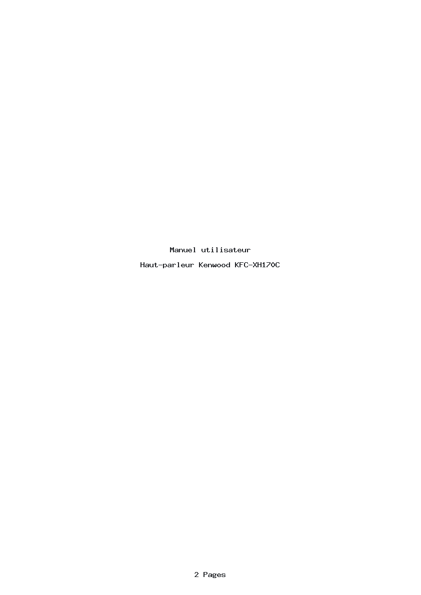 Page 1 de la notice Manuel utilisateur Kenwood KFC-XH170C