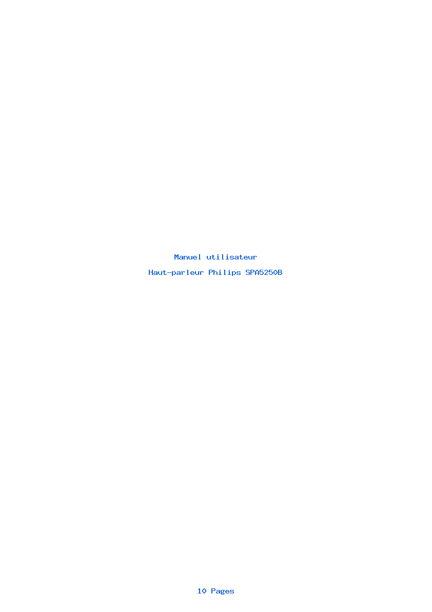 Page 1 de la notice Manuel utilisateur Philips SPA5250B