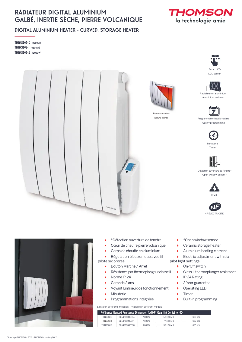 Page 1 de la notice Fiche technique Thomson THINSDG12