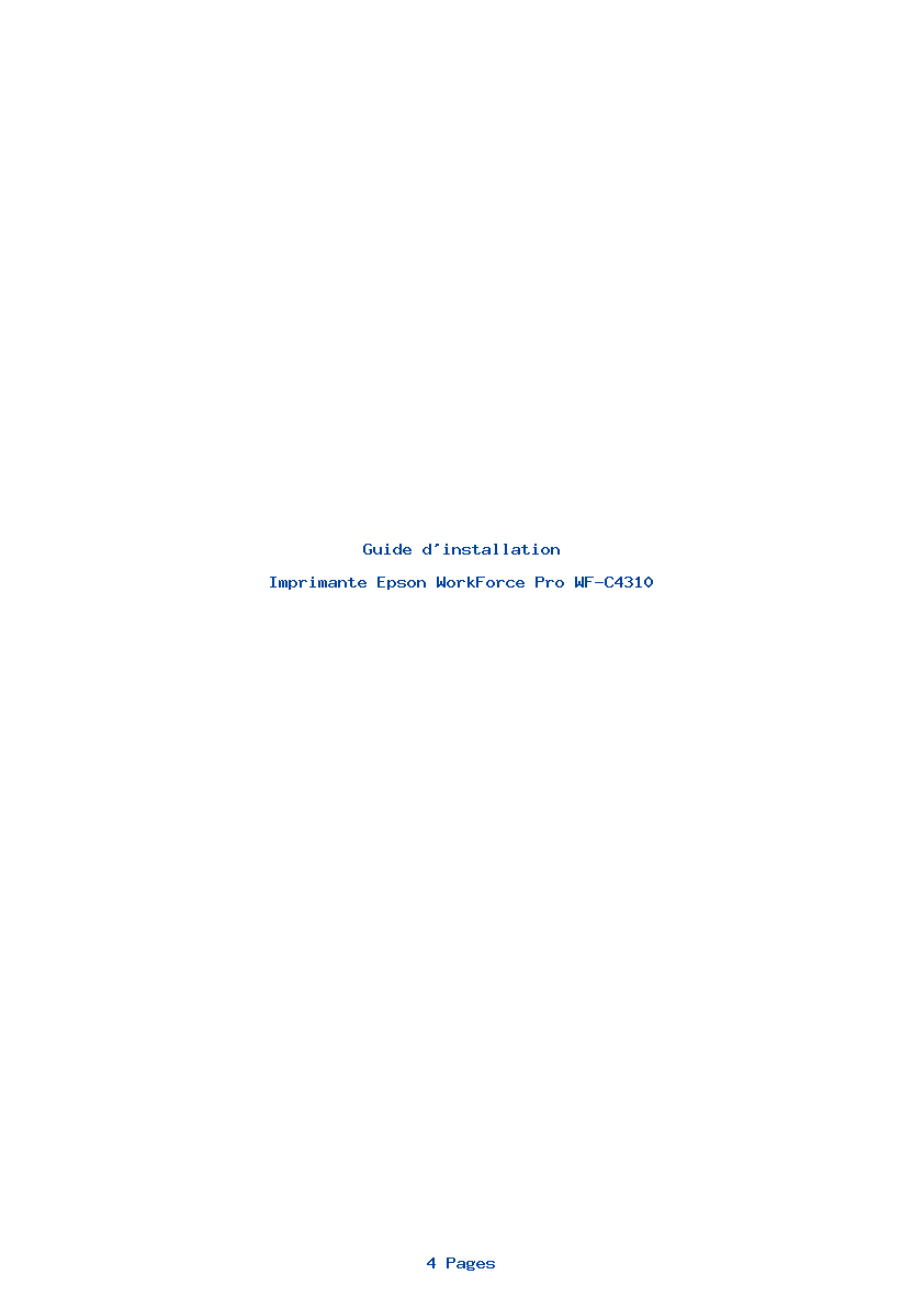 Page 1 de la notice Guide d'installation Epson WorkForce Pro WF-C4310