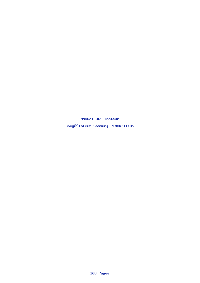 Page 1 de la notice Manuel utilisateur Samsung RT85K7111BS