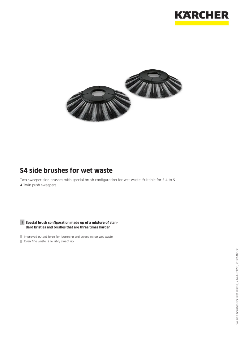 Page 1 de la notice Fiche technique Kärcher S4