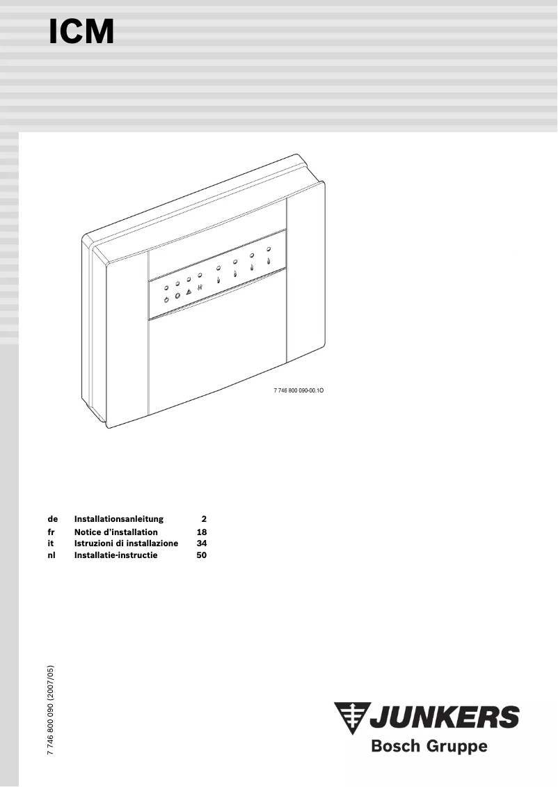 Page 1 de la notice Manuel utilisateur Junkers ICM