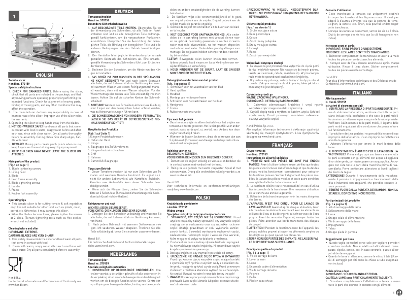 Page 1 de la notice Manuel utilisateur Hendi 570159