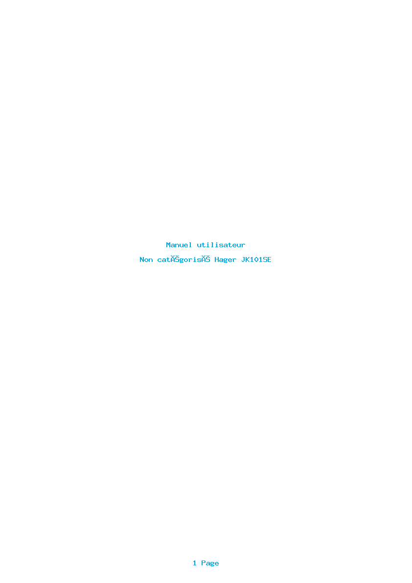 Page 1 de la notice Manuel utilisateur Hager JK101SE