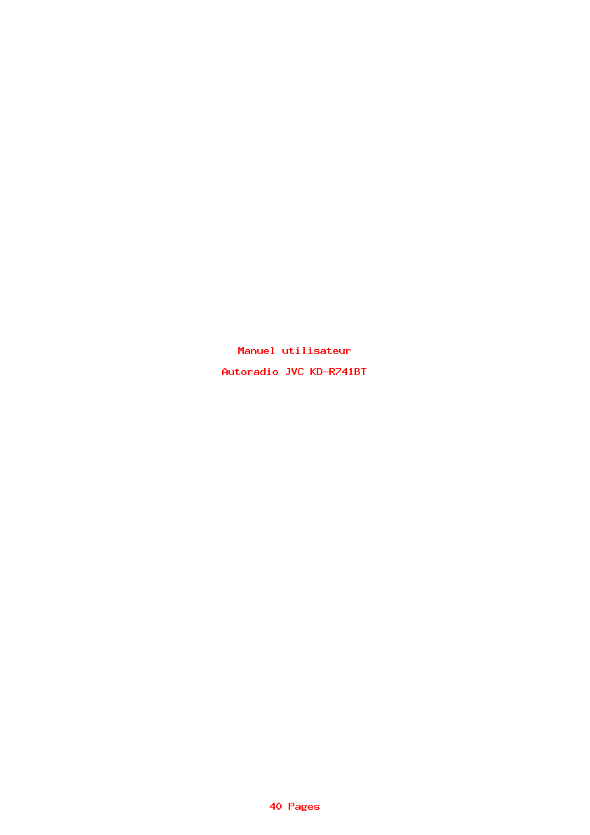 Page 1 de la notice Manuel utilisateur JVC KD-R741BT