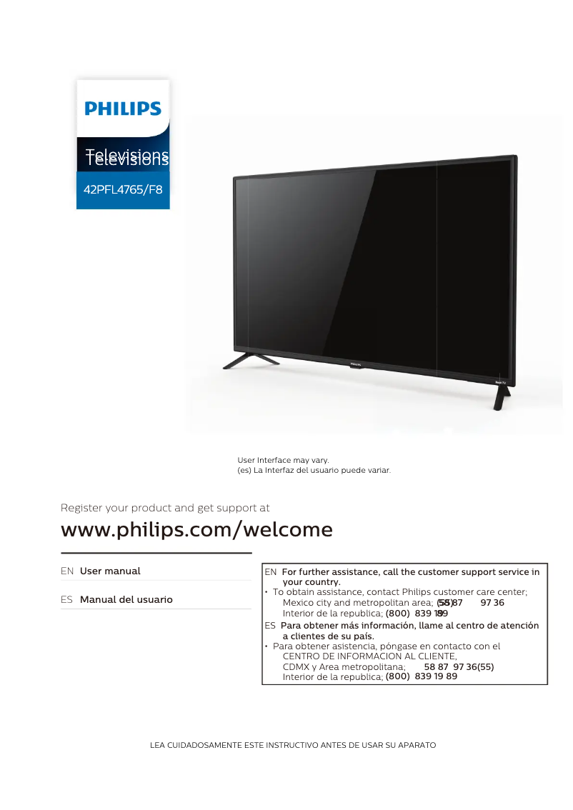 Page 1 of the manual User Manual Philips 42PFL4765