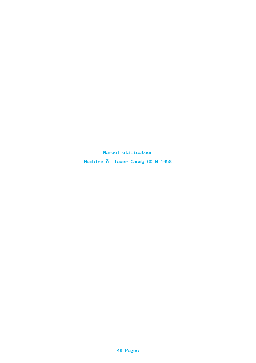 Page 1 de la notice Manuel utilisateur Candy GO W 1458