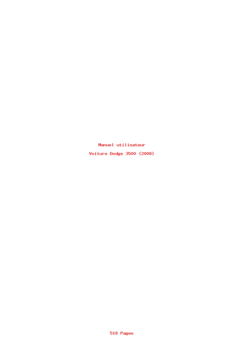 Page 1 de la notice Manuel utilisateur Dodge 3500 (2008)