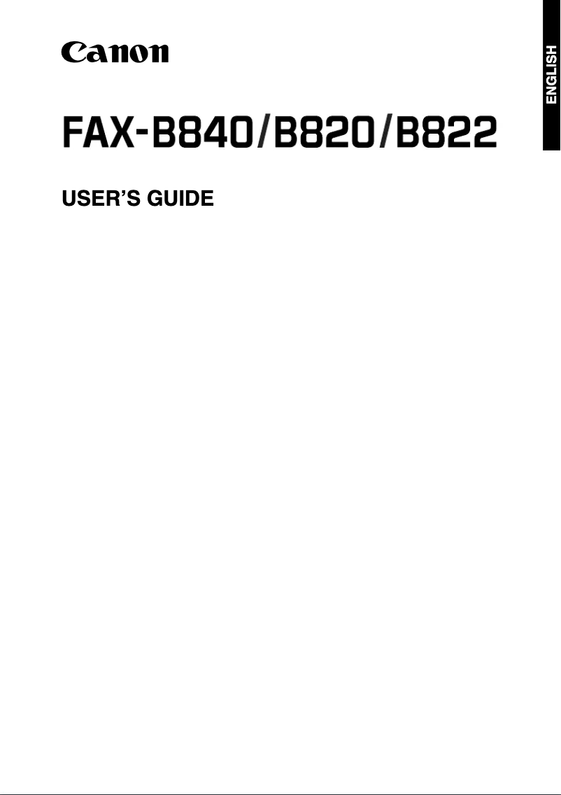 Page 1 of the manual User Manual Canon FAX-B822