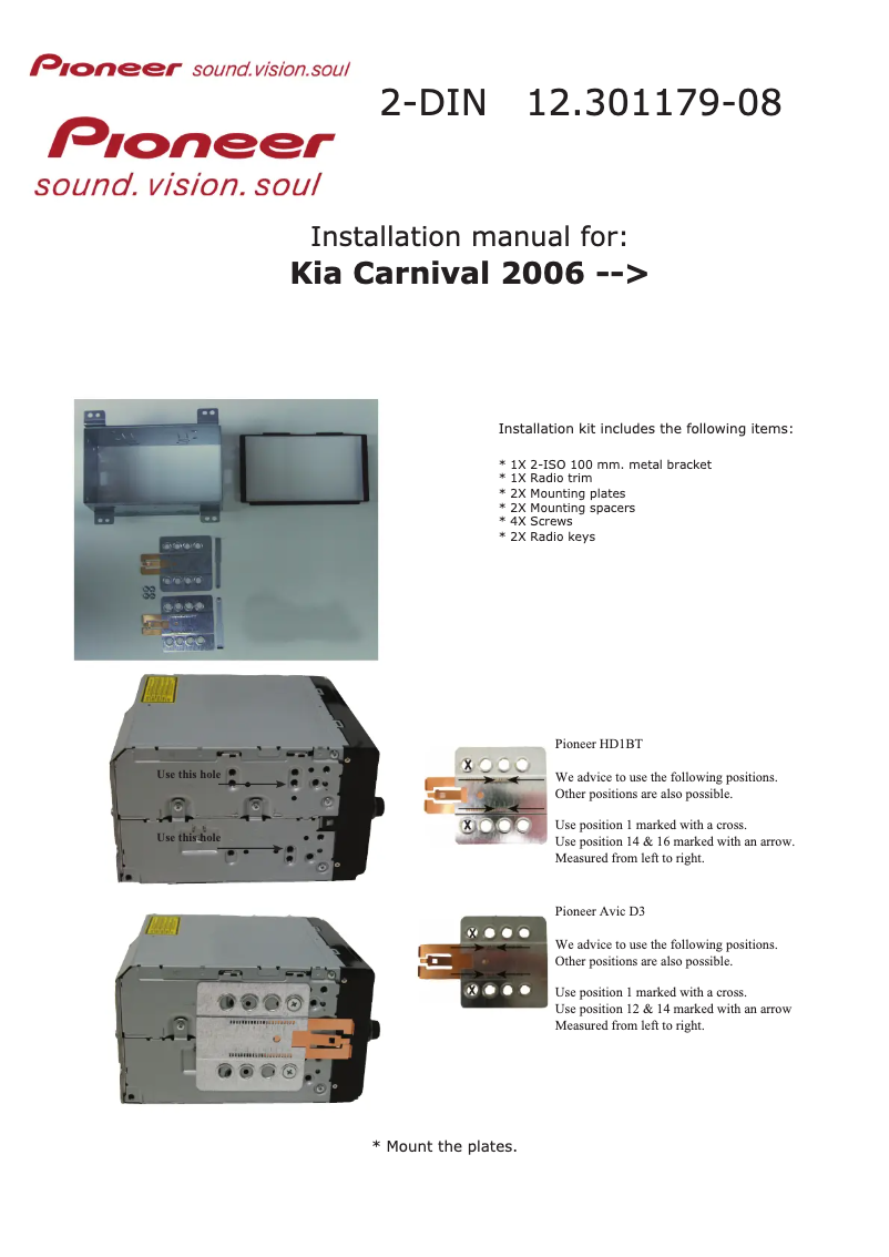 Page 1 de la notice Manuel utilisateur Pioneer 12.301179-08