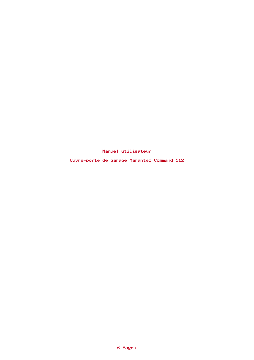 Page 1 de la notice Manuel utilisateur Marantec Command 112